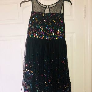 Girls Black Fancy Sparkle Dress🛍 Size 14